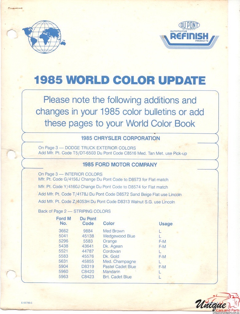 1985 Chrysler Paint Charts DuPont 3